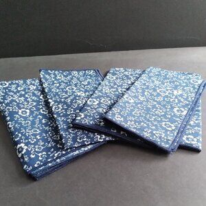 Grouping of 4 Navy Blue and White Cotton Placemat/Napkins